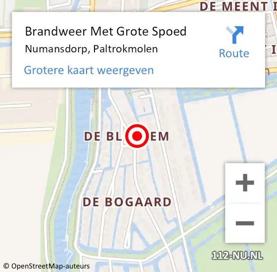 Locatie op kaart van de 112 melding: Brandweer Met Grote Spoed Naar Numansdorp, Paltrokmolen op 11 november 2023 12:55