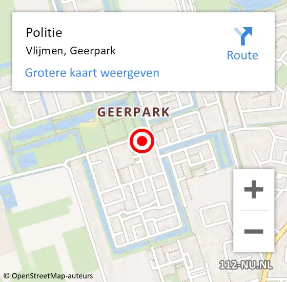 Locatie op kaart van de 112 melding: Politie Vlijmen, Geerpark op 11 november 2023 13:01