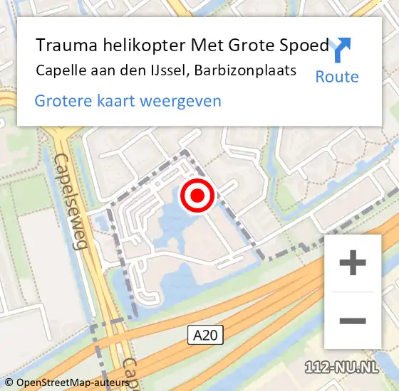 Locatie op kaart van de 112 melding: Trauma helikopter Met Grote Spoed Naar Capelle aan den IJssel, Barbizonplaats op 11 november 2023 13:11