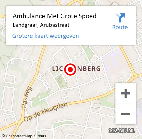 Locatie op kaart van de 112 melding: Ambulance Met Grote Spoed Naar Landgraaf, Arubastraat op 15 september 2014 01:09