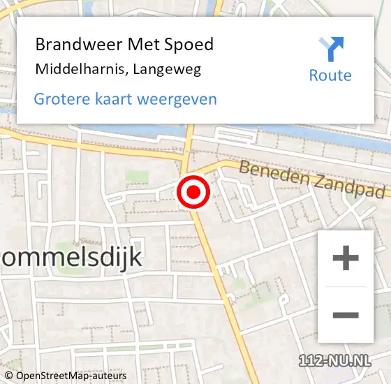 Locatie op kaart van de 112 melding: Brandweer Met Spoed Naar Middelharnis, Langeweg op 11 november 2023 14:17