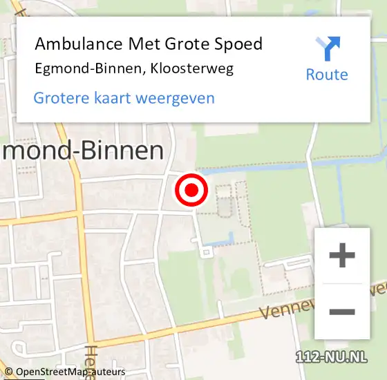 Locatie op kaart van de 112 melding: Ambulance Met Grote Spoed Naar Egmond-Binnen, Kloosterweg op 11 november 2023 14:27