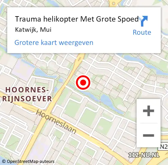 Locatie op kaart van de 112 melding: Trauma helikopter Met Grote Spoed Naar Katwijk, Mui op 11 november 2023 14:29