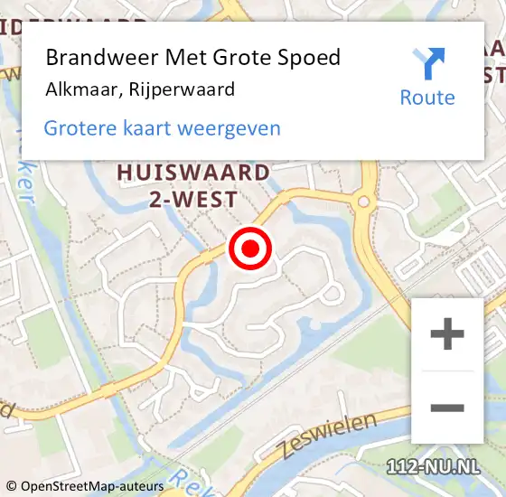 Locatie op kaart van de 112 melding: Brandweer Met Grote Spoed Naar Alkmaar, Rijperwaard op 11 november 2023 14:34