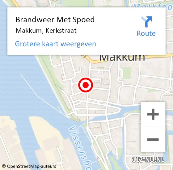 Locatie op kaart van de 112 melding: Brandweer Met Spoed Naar Makkum, Kerkstraat op 11 november 2023 14:35