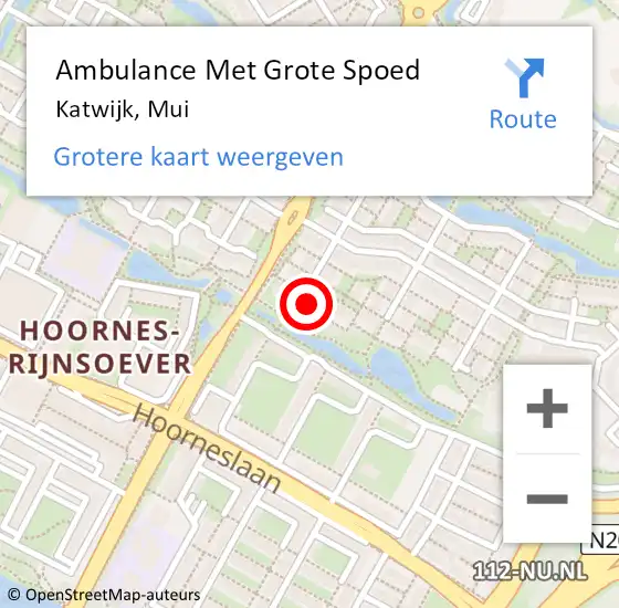 Locatie op kaart van de 112 melding: Ambulance Met Grote Spoed Naar Katwijk, Mui op 11 november 2023 14:40
