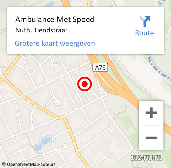 Locatie op kaart van de 112 melding: Ambulance Met Spoed Naar Nuth, Tiendstraat op 15 september 2014 01:38