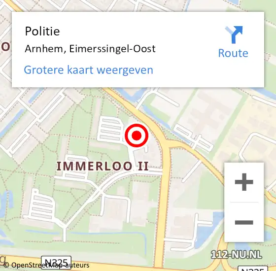 Locatie op kaart van de 112 melding: Politie Arnhem, Eimerssingel-Oost op 11 november 2023 14:49
