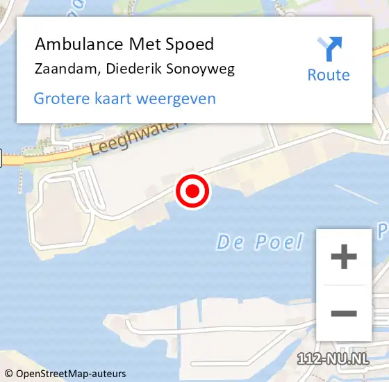 Locatie op kaart van de 112 melding: Ambulance Met Spoed Naar Zaandam, Diederik Sonoyweg op 11 november 2023 15:04