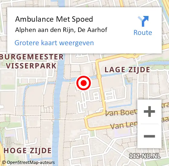 Locatie op kaart van de 112 melding: Ambulance Met Spoed Naar Alphen aan den Rijn, De Aarhof op 11 november 2023 15:04