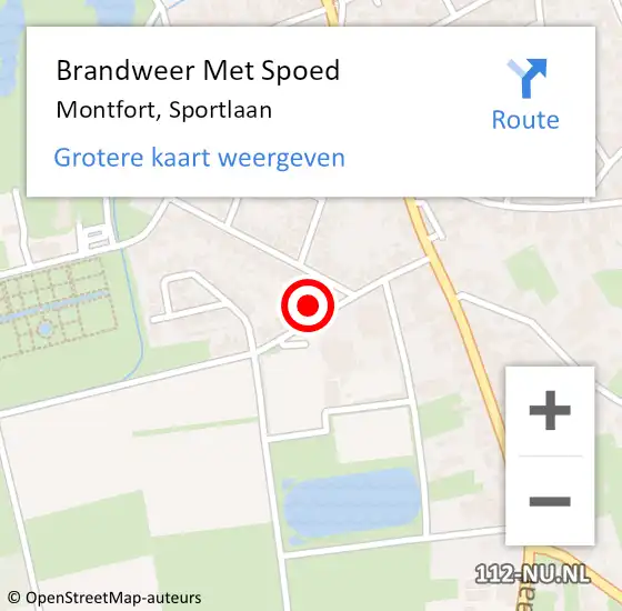 Locatie op kaart van de 112 melding: Brandweer Met Spoed Naar Montfort, Sportlaan op 11 november 2023 15:06