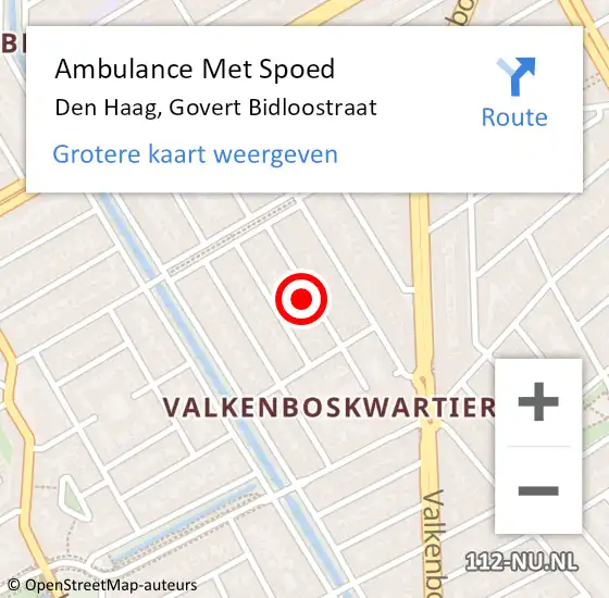 Locatie op kaart van de 112 melding: Ambulance Met Spoed Naar Den Haag, Govert Bidloostraat op 11 november 2023 15:37