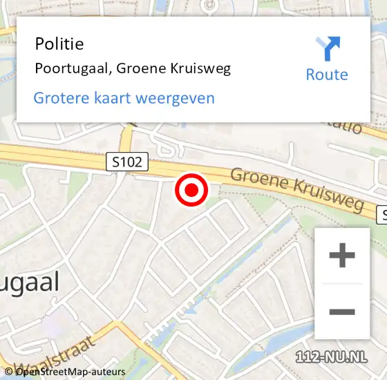 Locatie op kaart van de 112 melding: Politie Poortugaal, Groene Kruisweg op 11 november 2023 16:00