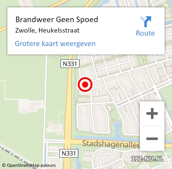 Locatie op kaart van de 112 melding: Brandweer Geen Spoed Naar Zwolle, Heukelsstraat op 11 november 2023 16:05