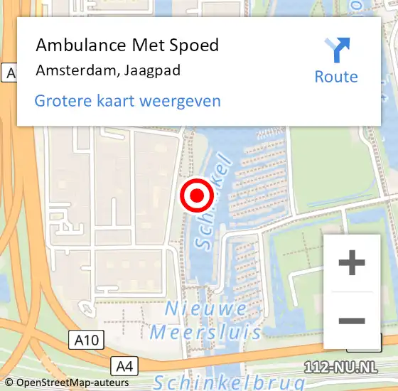 Locatie op kaart van de 112 melding: Ambulance Met Spoed Naar Amsterdam, Jaagpad op 11 november 2023 16:15