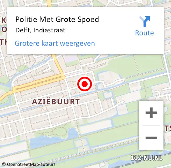 Locatie op kaart van de 112 melding: Politie Met Grote Spoed Naar Delft, Indiastraat op 11 november 2023 16:43