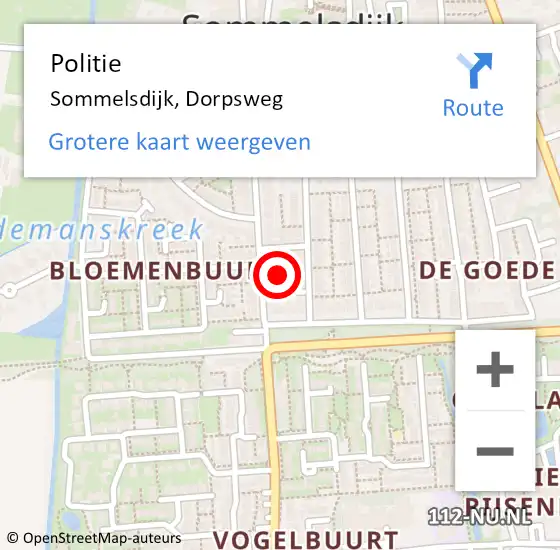 Locatie op kaart van de 112 melding: Politie Sommelsdijk, Dorpsweg op 11 november 2023 17:12