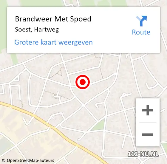 Locatie op kaart van de 112 melding: Brandweer Met Spoed Naar Soest, Hartweg op 11 november 2023 17:15