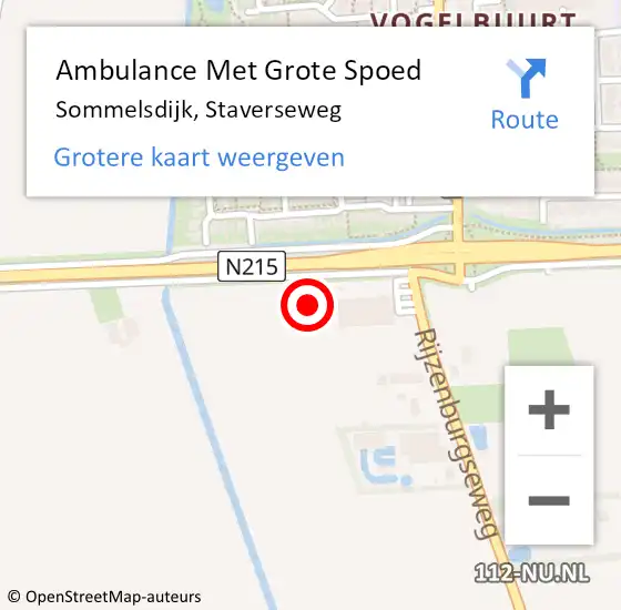 Locatie op kaart van de 112 melding: Ambulance Met Grote Spoed Naar Sommelsdijk, Staverseweg op 11 november 2023 17:20