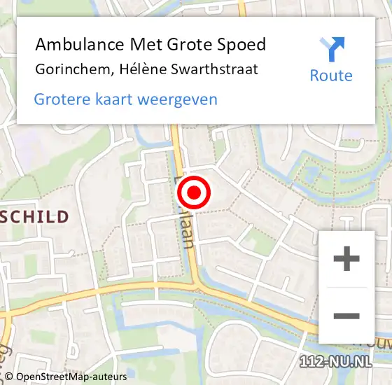 Locatie op kaart van de 112 melding: Ambulance Met Grote Spoed Naar Gorinchem, Hélène Swarthstraat op 11 november 2023 17:42