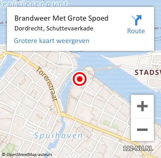 Locatie op kaart van de 112 melding: Brandweer Met Grote Spoed Naar Dordrecht, Schuttevaerkade op 11 november 2023 18:05