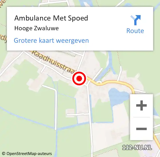 Locatie op kaart van de 112 melding: Ambulance Met Spoed Naar Hooge Zwaluwe op 11 november 2023 18:13