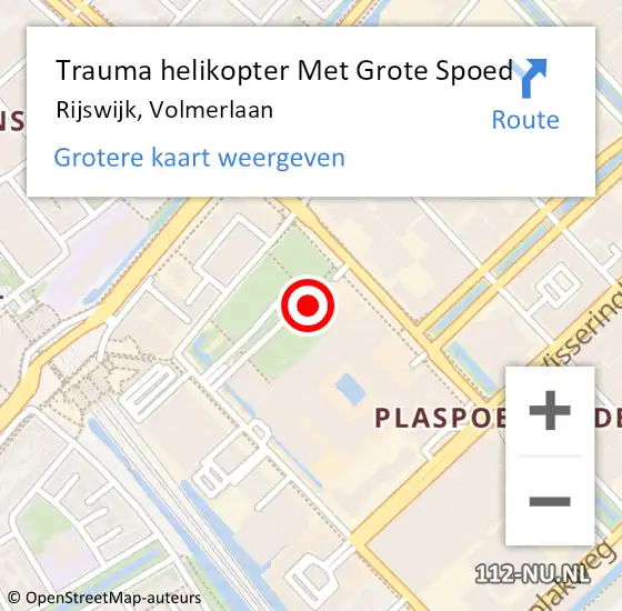 Locatie op kaart van de 112 melding: Trauma helikopter Met Grote Spoed Naar Rijswijk, Volmerlaan op 11 november 2023 18:52