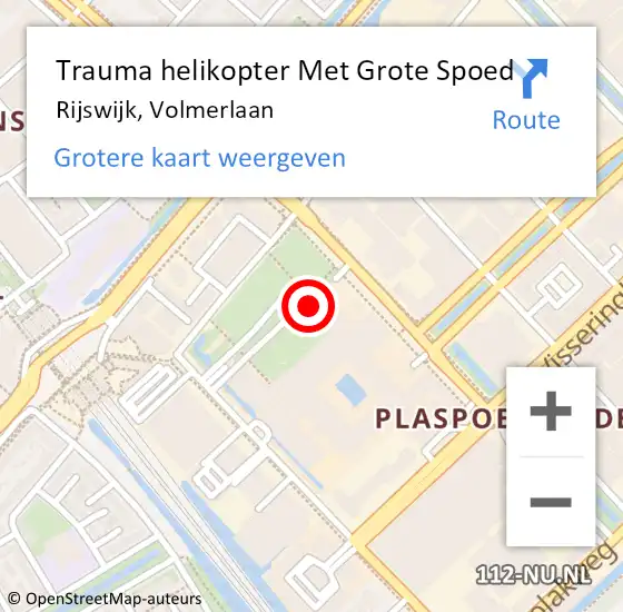 Locatie op kaart van de 112 melding: Trauma helikopter Met Grote Spoed Naar Rijswijk, Volmerlaan op 11 november 2023 18:54