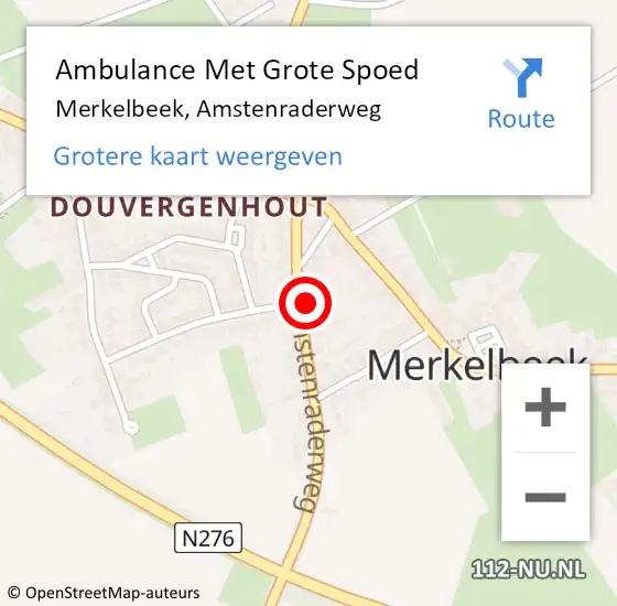 Locatie op kaart van de 112 melding: Ambulance Met Grote Spoed Naar Merkelbeek, Amstenraderweg op 15 september 2014 03:07