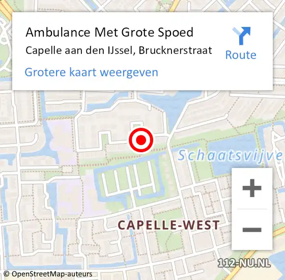 Locatie op kaart van de 112 melding: Ambulance Met Grote Spoed Naar Capelle aan den IJssel, Brucknerstraat op 11 november 2023 19:04