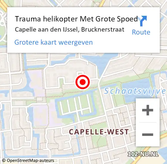 Locatie op kaart van de 112 melding: Trauma helikopter Met Grote Spoed Naar Capelle aan den IJssel, Brucknerstraat op 11 november 2023 19:09