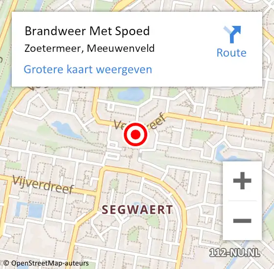 Locatie op kaart van de 112 melding: Brandweer Met Spoed Naar Zoetermeer, Meeuwenveld op 11 november 2023 19:36