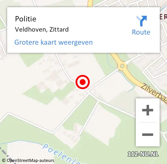 Locatie op kaart van de 112 melding: Politie Veldhoven, Zittard op 11 november 2023 20:18