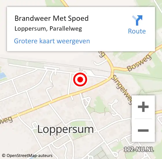 Locatie op kaart van de 112 melding: Brandweer Met Spoed Naar Loppersum, Parallelweg op 11 november 2023 20:20