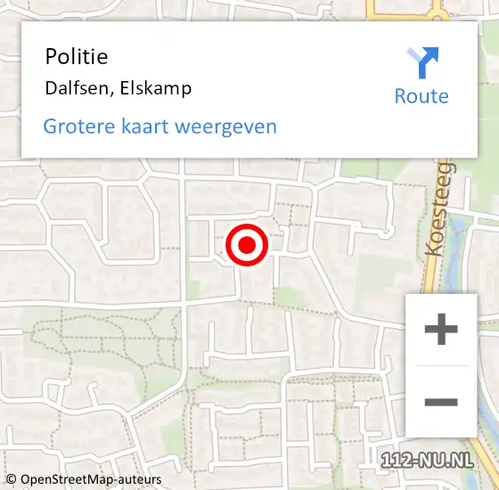 Locatie op kaart van de 112 melding: Politie Dalfsen, Elskamp op 11 november 2023 20:34