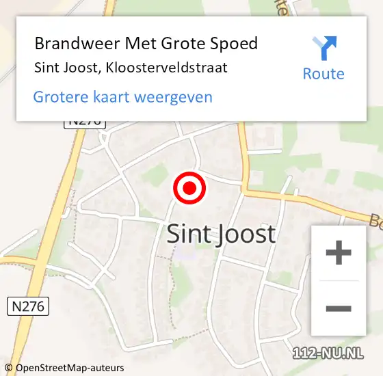 Locatie op kaart van de 112 melding: Brandweer Met Grote Spoed Naar Sint Joost, Kloosterveldstraat op 11 november 2023 20:41