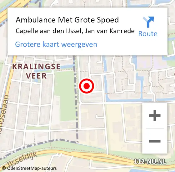 Locatie op kaart van de 112 melding: Ambulance Met Grote Spoed Naar Capelle aan den IJssel, Jan van Kanrede op 11 november 2023 21:28