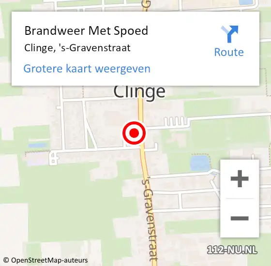 Locatie op kaart van de 112 melding: Brandweer Met Spoed Naar Clinge, 's-Gravenstraat op 11 november 2023 22:11