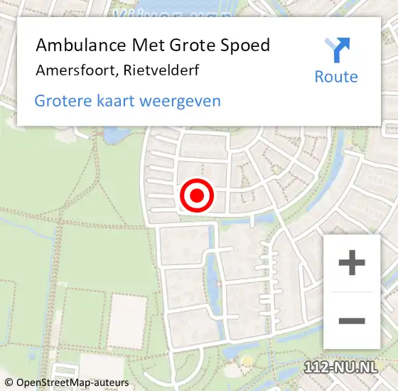 Locatie op kaart van de 112 melding: Ambulance Met Grote Spoed Naar Amersfoort, Rietvelderf op 15 september 2014 04:47