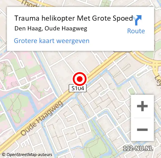 Locatie op kaart van de 112 melding: Trauma helikopter Met Grote Spoed Naar Den Haag, Oude Haagweg op 11 november 2023 22:35