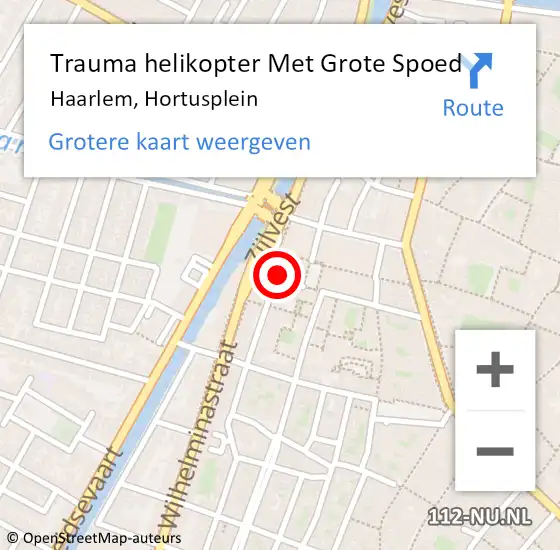 Locatie op kaart van de 112 melding: Trauma helikopter Met Grote Spoed Naar Haarlem, Hortusplein op 11 november 2023 22:47