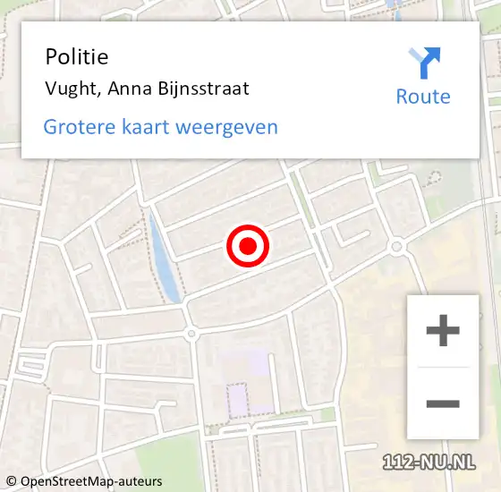 Locatie op kaart van de 112 melding: Politie Vught, Anna Bijnsstraat op 11 november 2023 22:54