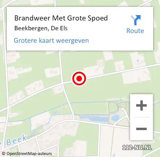 Locatie op kaart van de 112 melding: Brandweer Met Grote Spoed Naar Beekbergen, De Els op 15 september 2014 05:05