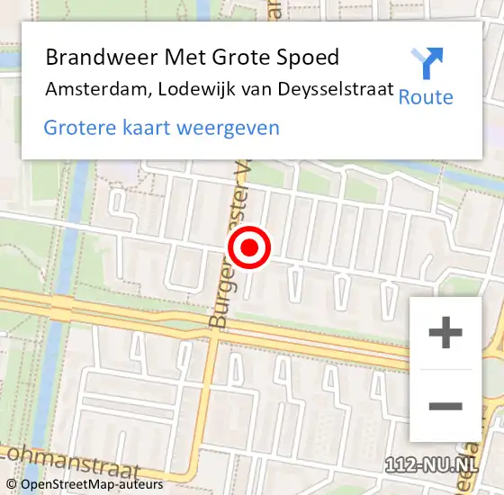 Locatie op kaart van de 112 melding: Brandweer Met Grote Spoed Naar Amsterdam, Lodewijk van Deysselstraat op 11 november 2023 23:34