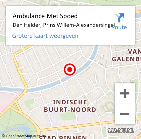 Locatie op kaart van de 112 melding: Ambulance Met Spoed Naar Den Helder, Prins Willem-Alexandersingel op 11 november 2023 23:53