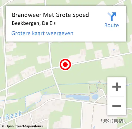 Locatie op kaart van de 112 melding: Brandweer Met Grote Spoed Naar Beekbergen, De Els op 15 september 2014 05:09
