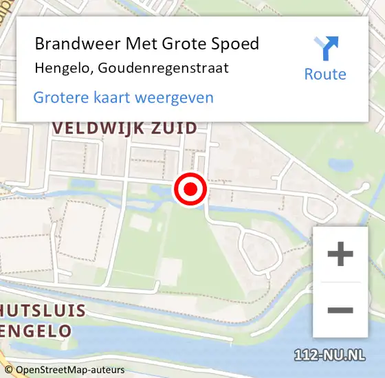 Locatie op kaart van de 112 melding: Brandweer Met Grote Spoed Naar Hengelo, Goudenregenstraat op 12 november 2023 00:02