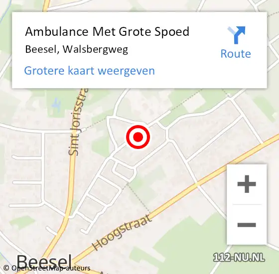 Locatie op kaart van de 112 melding: Ambulance Met Grote Spoed Naar Beesel, Walsbergweg op 15 september 2014 05:16