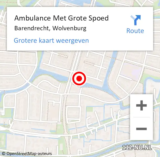 Locatie op kaart van de 112 melding: Ambulance Met Grote Spoed Naar Barendrecht, Wolvenburg op 12 november 2023 01:43