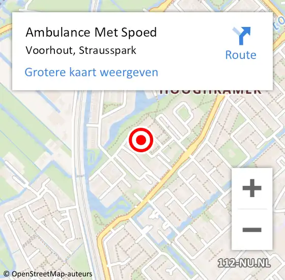 Locatie op kaart van de 112 melding: Ambulance Met Spoed Naar Voorhout, Strausspark op 12 november 2023 03:06